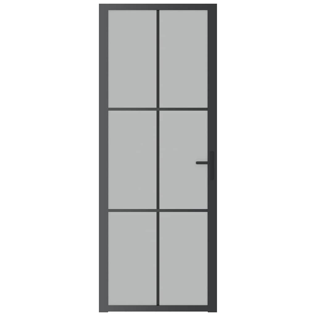 dør 76x201,5 cm mat glas og aluminium sort