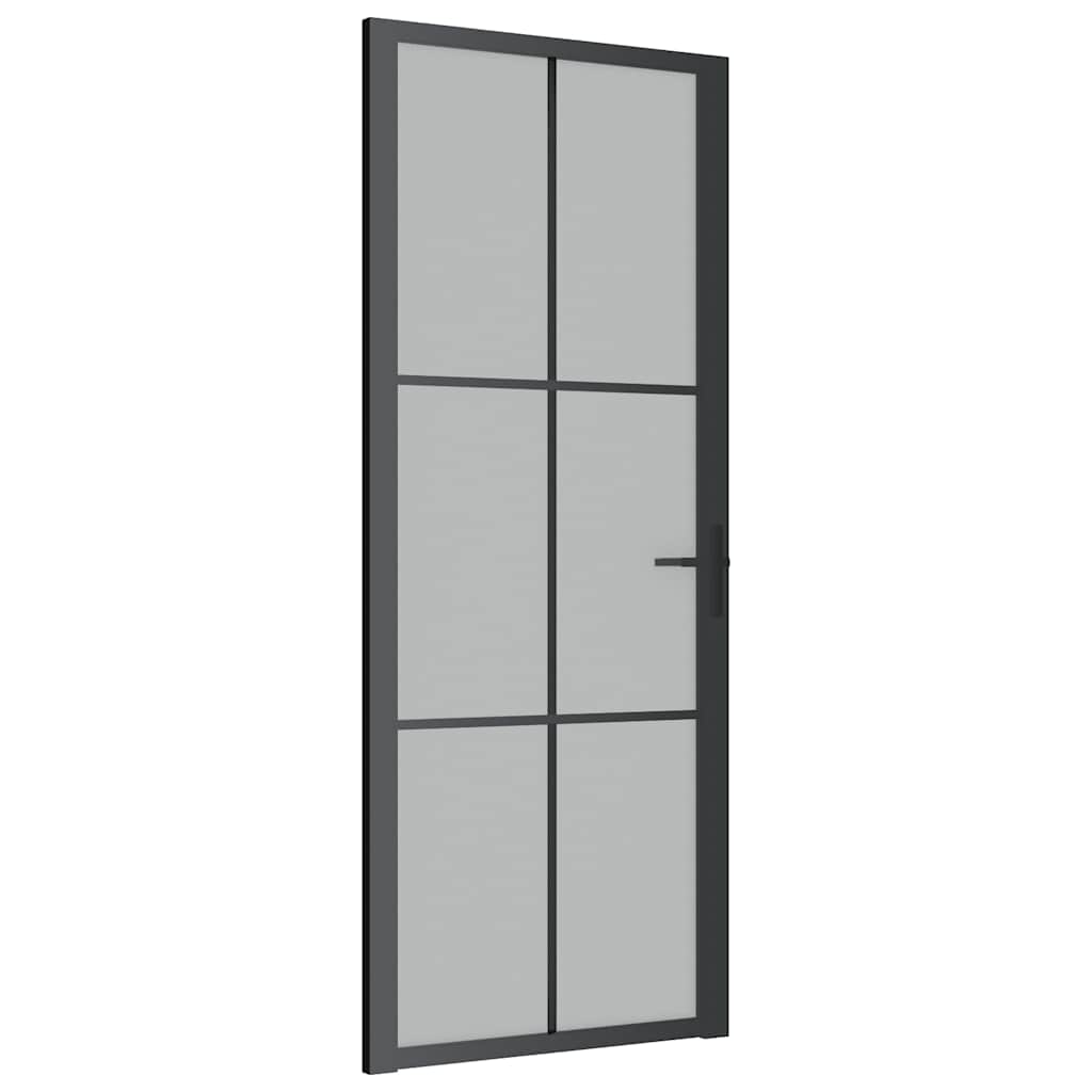dør 83x201,5 cm mat glas og aluminium sort