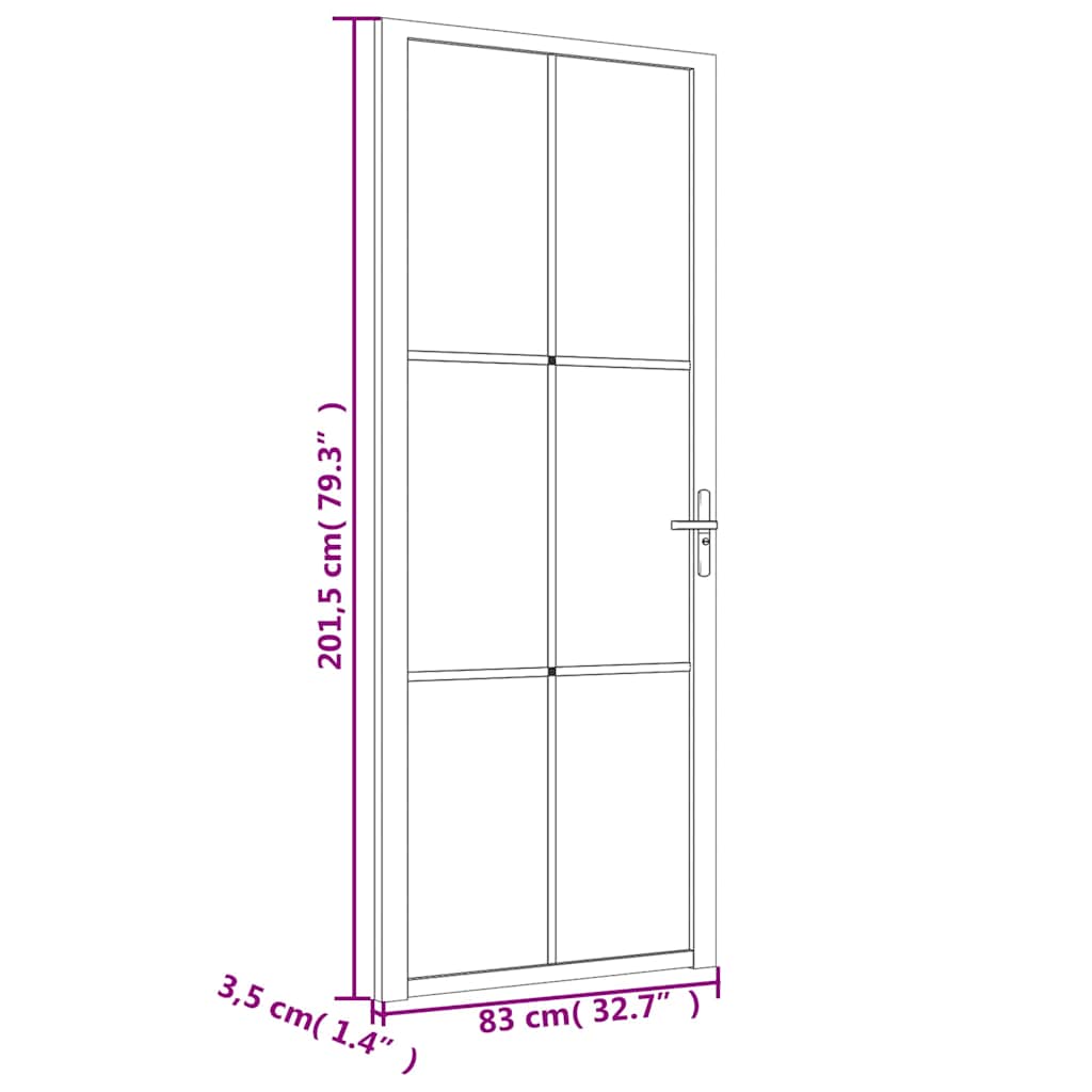 dør 83x201,5 cm mat glas og aluminium sort