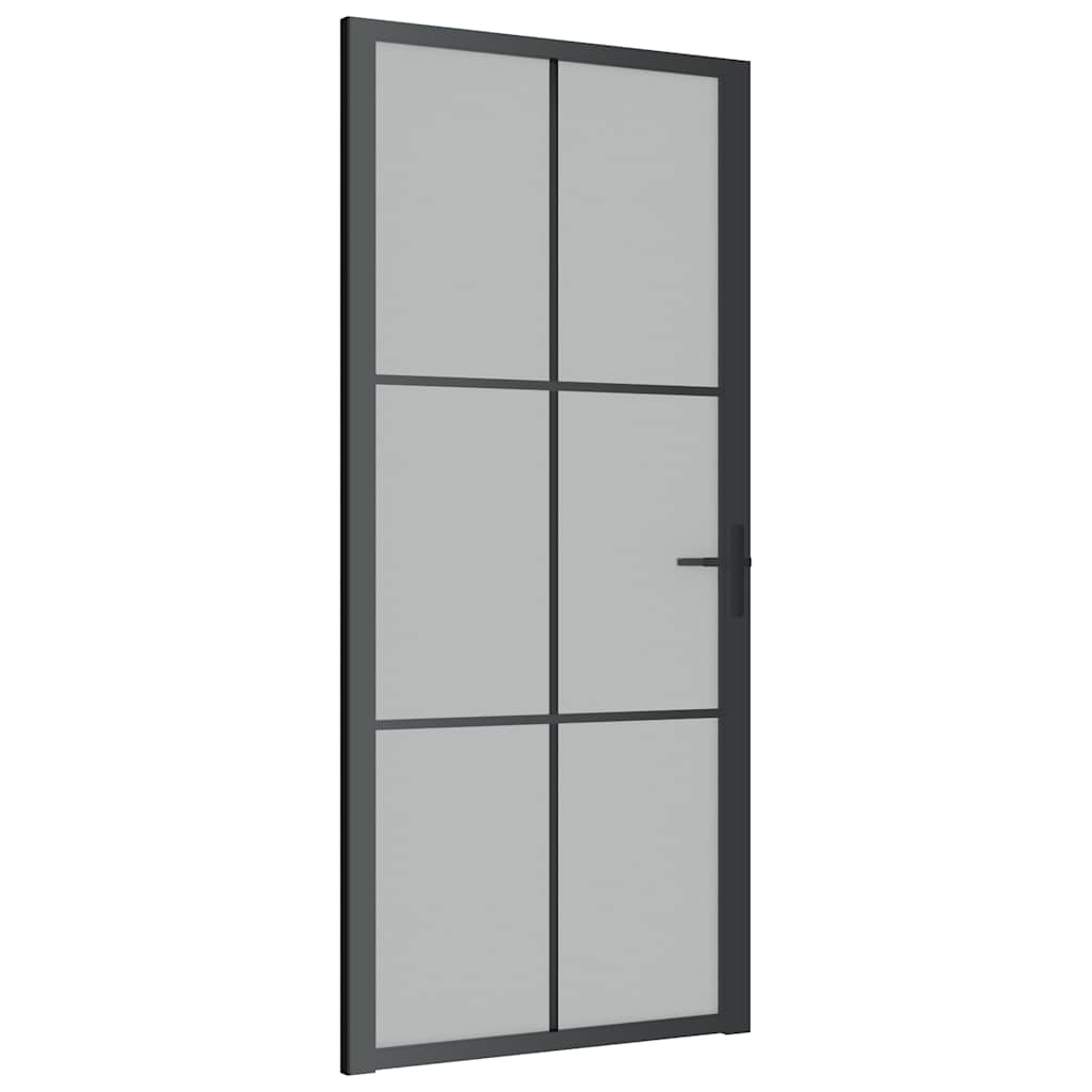 dør 93x201,5 cm sikkerhedsglas mat glas og aluminium sort