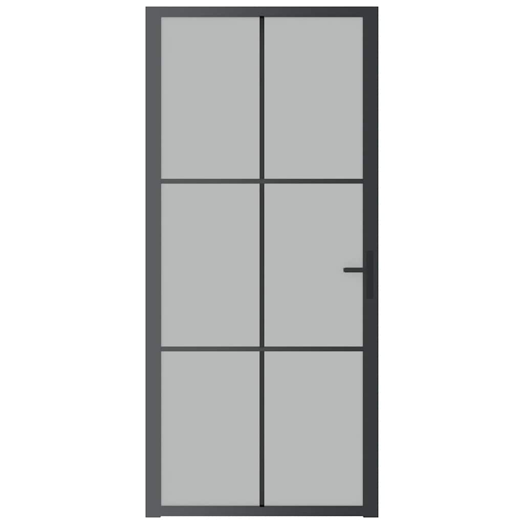 dør 93x201,5 cm sikkerhedsglas mat glas og aluminium sort