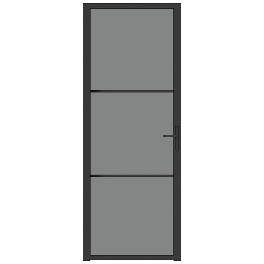 dør 76x201,5 cm sikkerhedsglas og aluminium sort
