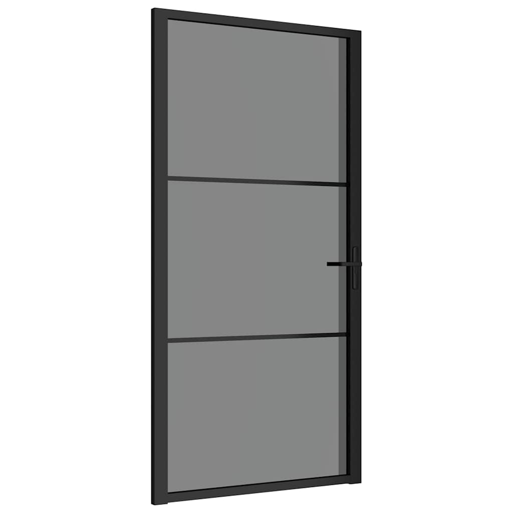 dør 102,5x201,5 cm sikkerhedsglas og aluminium sort