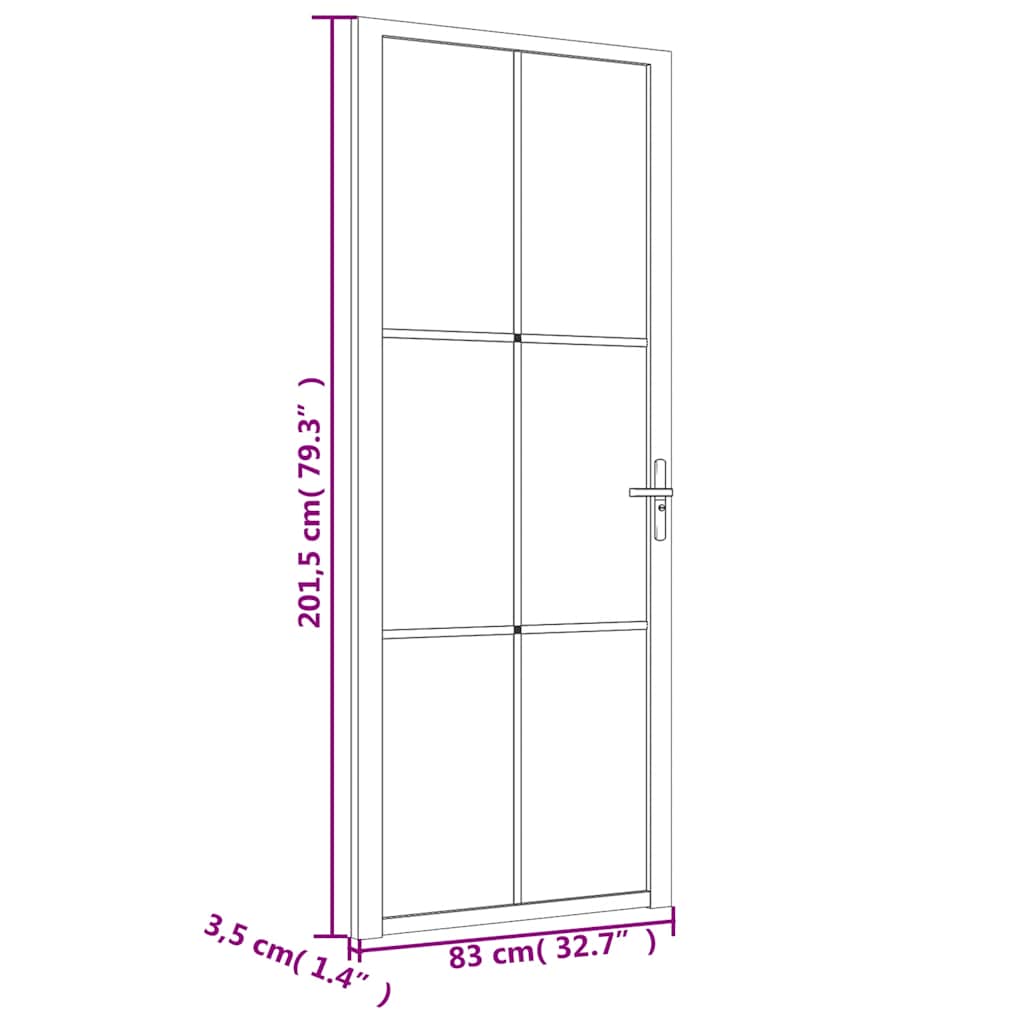 dør 83x201,5 cm sikkerhedsglas og aluminium sort