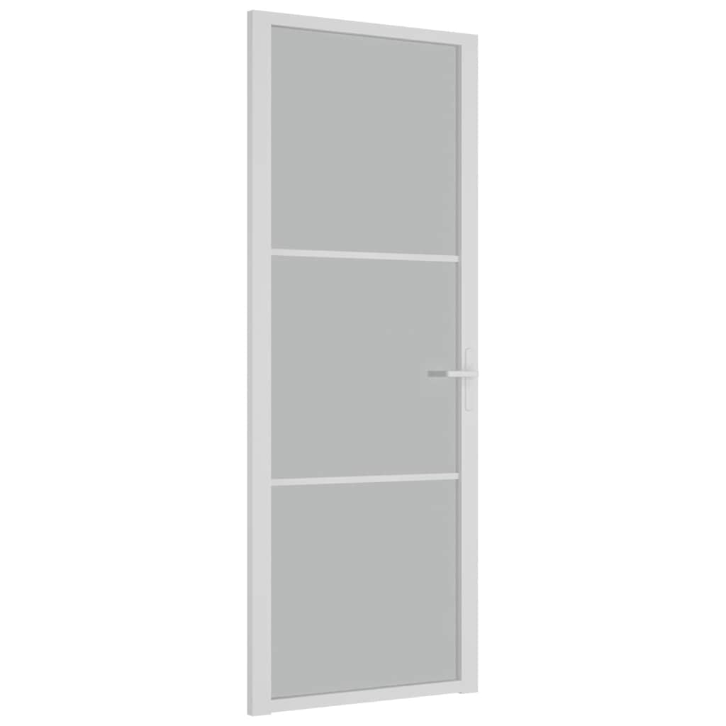 dør 76x201,5 cm mat glas og aluminium hvid