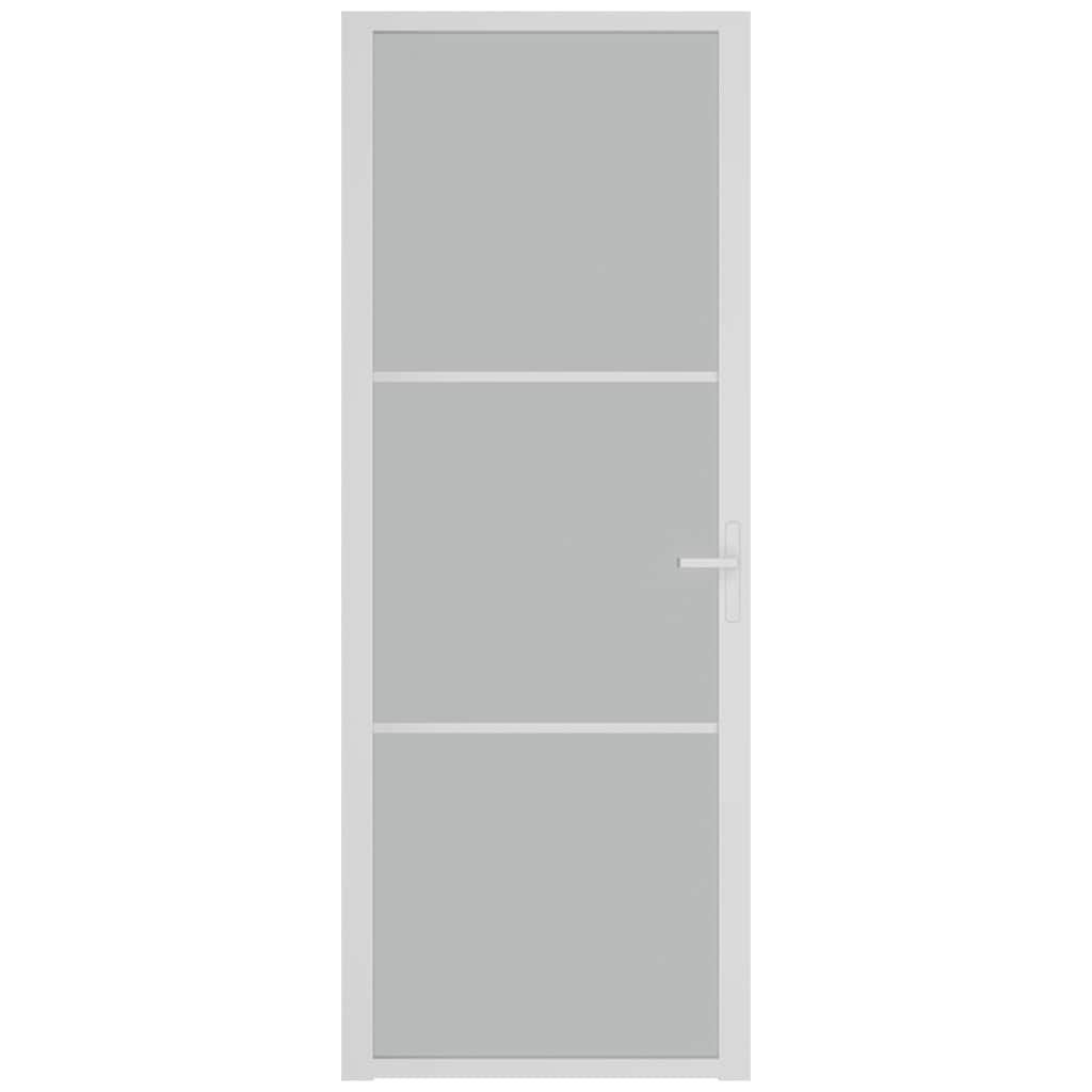 dør 76x201,5 cm mat glas og aluminium hvid