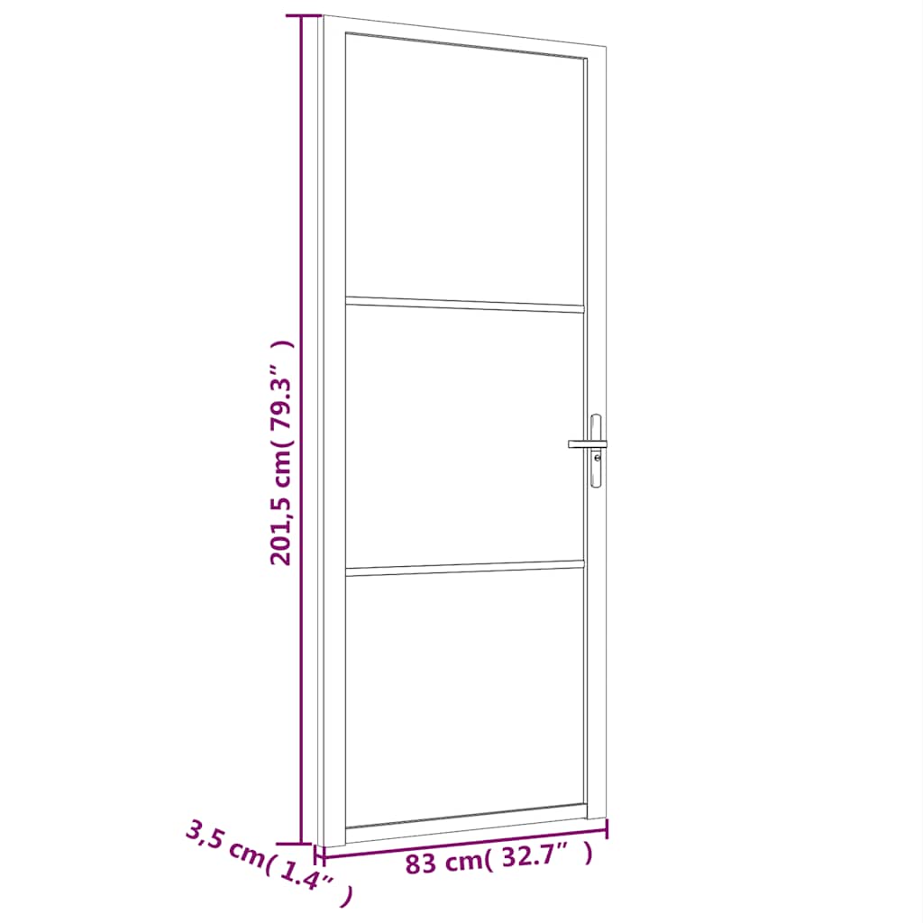 dør 83x201,5 cm mat glas og aluminium hvid