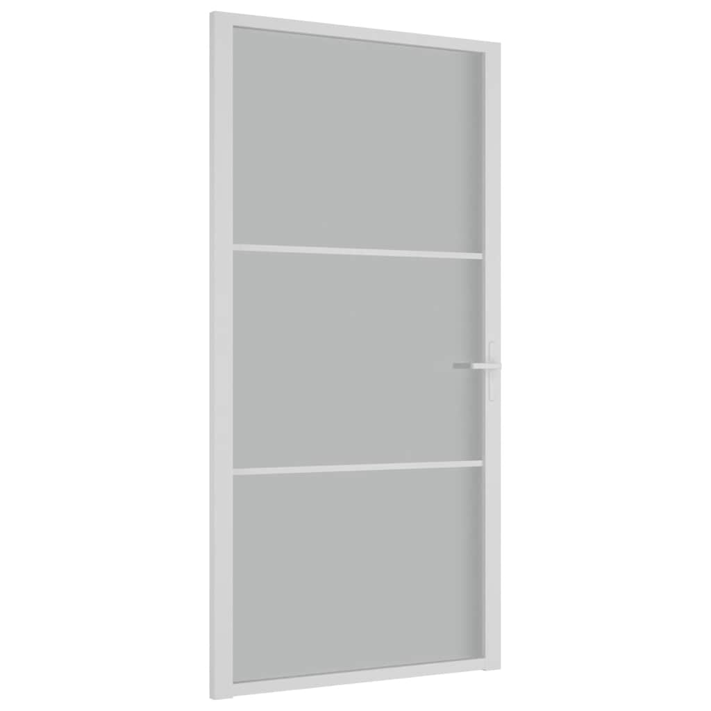 dør 102,5x201,5 cm sikkerhedsglas mat glas og aluminium hvid