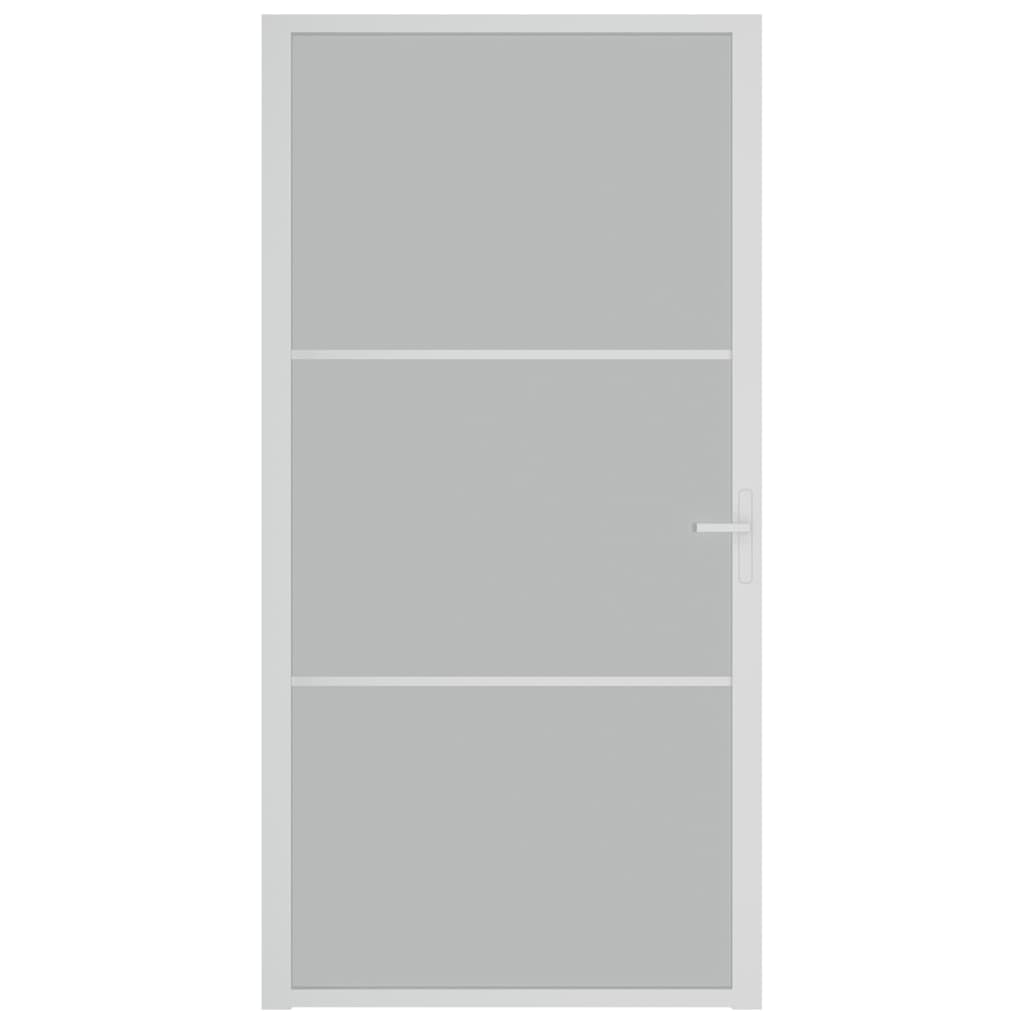 dør 102,5x201,5 cm sikkerhedsglas mat glas og aluminium hvid
