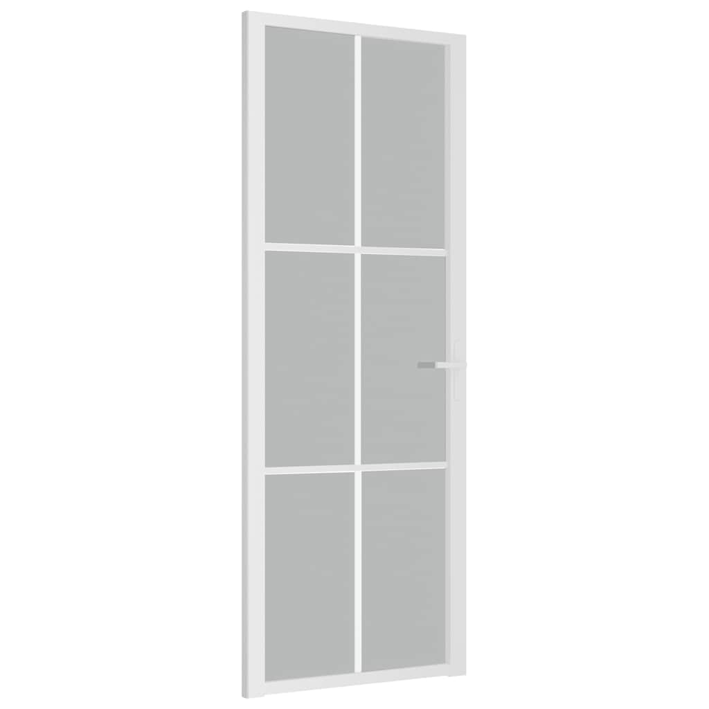 dør 76x201,5 cm mat glas og aluminium hvid