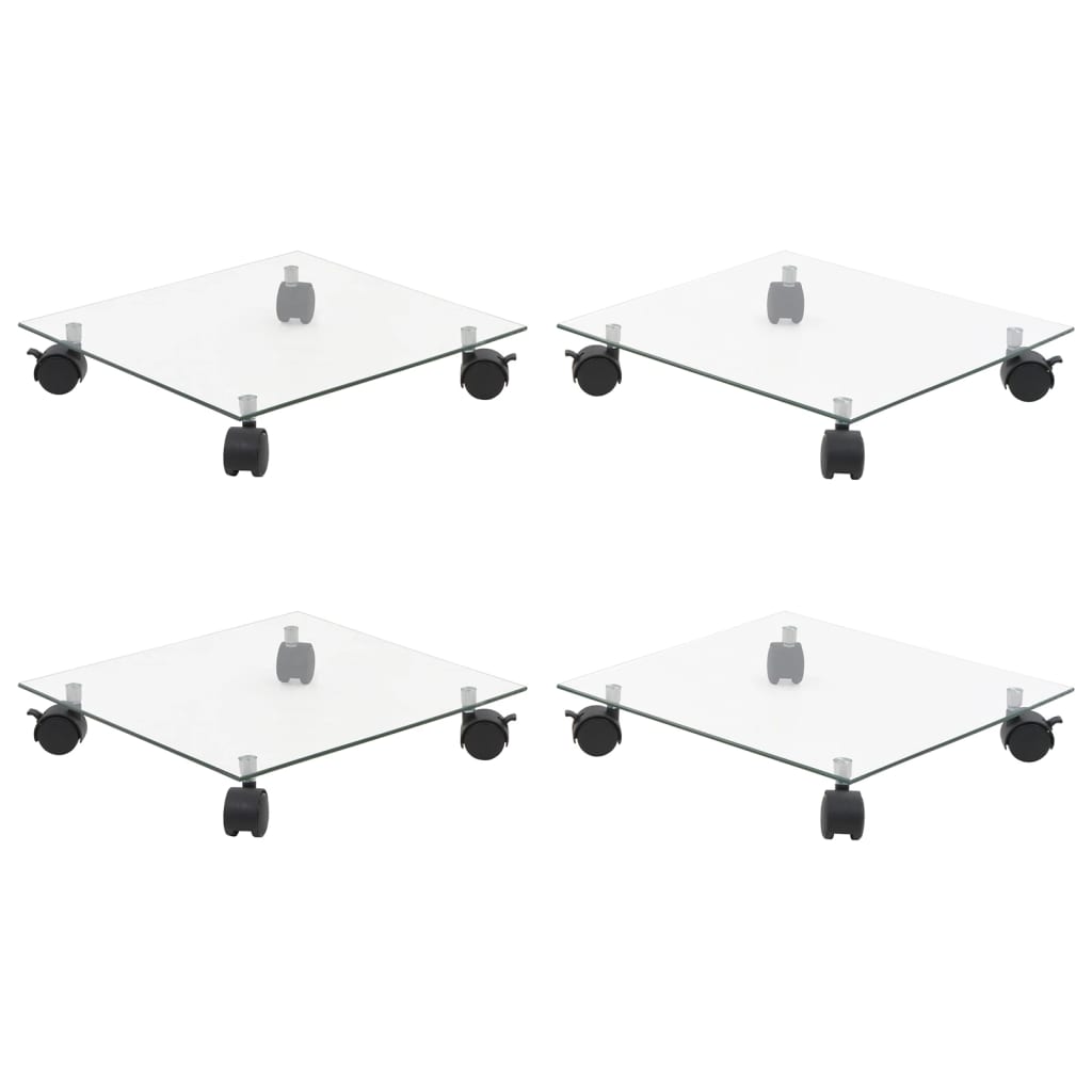 plantevogne 4 stk. 35x35 cm firkantet hærdet glas