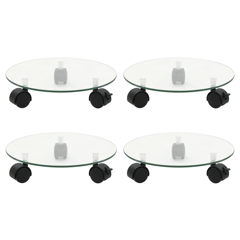 plantevogne 4 stk. 28 cm rund hærdet glas