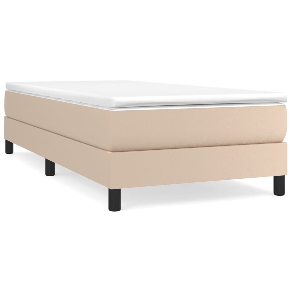 kontinentalseng 100x200 cm kunstlæder cappuccinofarvet