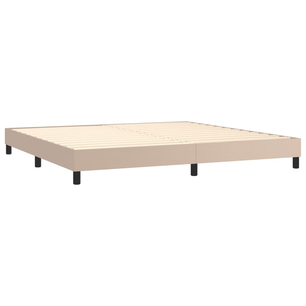 kontinentalseng 200x200 cm kunstlæder cappuccinofarvet