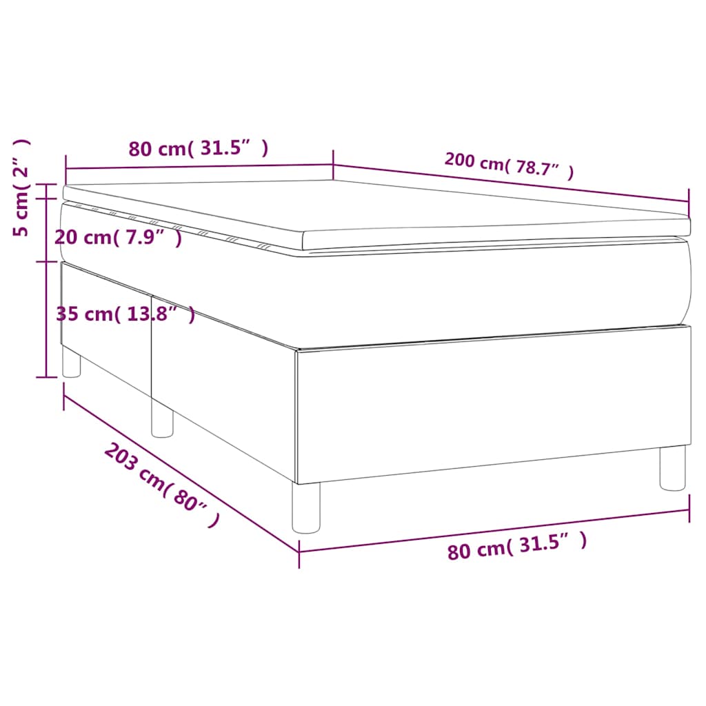 kontinentalseng med madras 80x200 cm stof cremefarvet