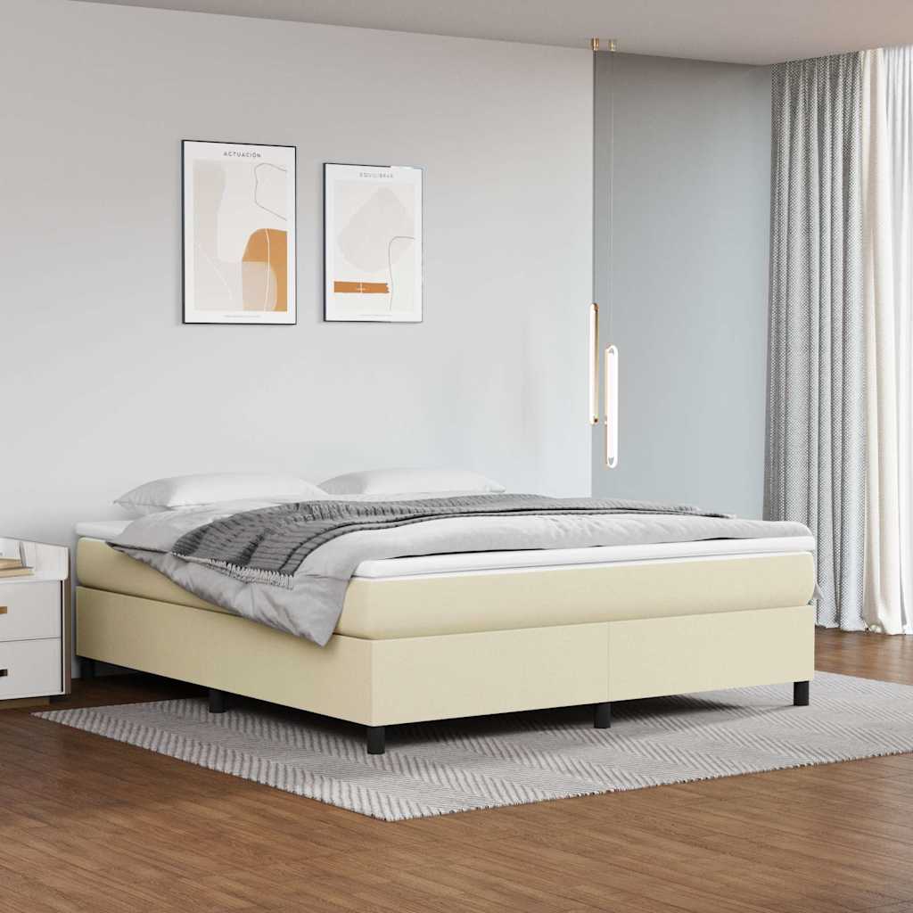 kontinentalseng 160x200 cm kunstlæder cremefarvet