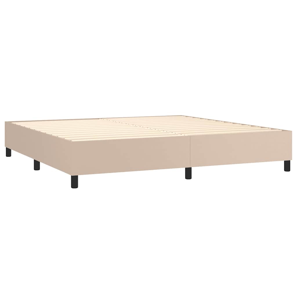 kontinentalseng 200x200 cm kunstlæder cappuccinofarvet