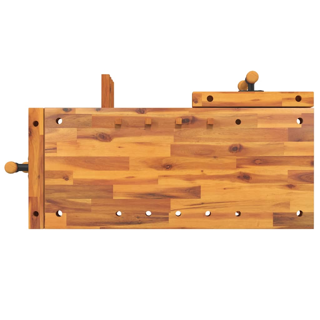 arbejdsbord med skruestik 92x48x83 cm massivt akacietræ