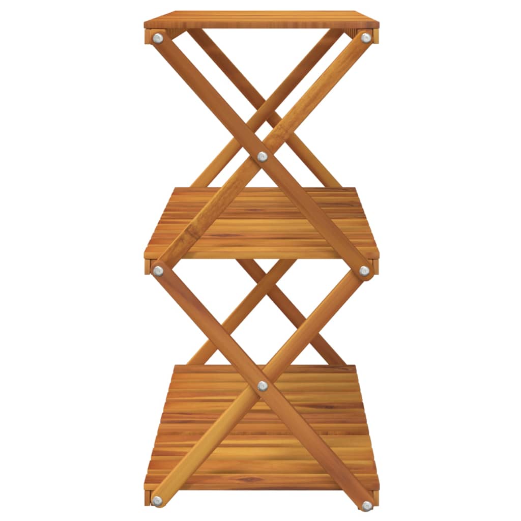 foldbar reol med 3 hylder 70x31x63 cm massivt akacietræ brun
