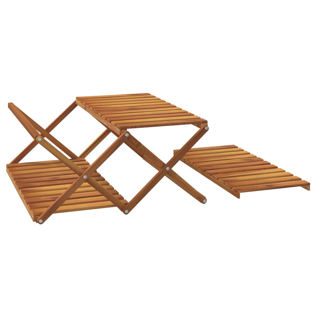 foldbar reol med 3 hylder 70x31x63 cm massivt akacietræ brun