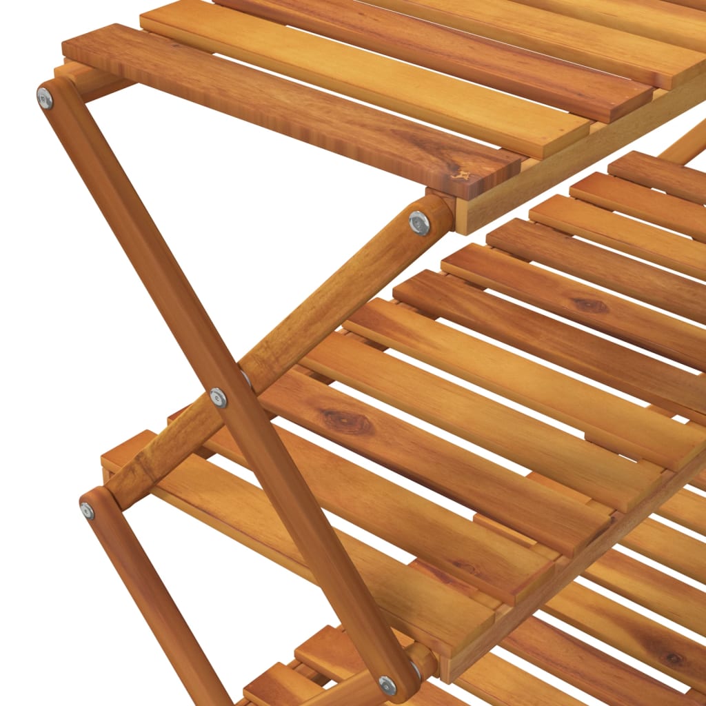 foldbar reol med 3 hylder 70x31x63 cm massivt akacietræ brun