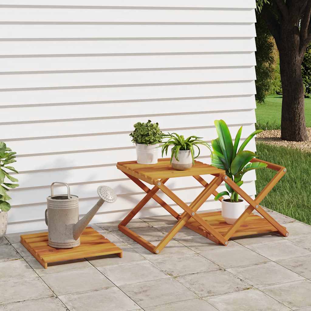foldbar reol med 3 hylder 43x31x63 cm massivt akacietræ brun
