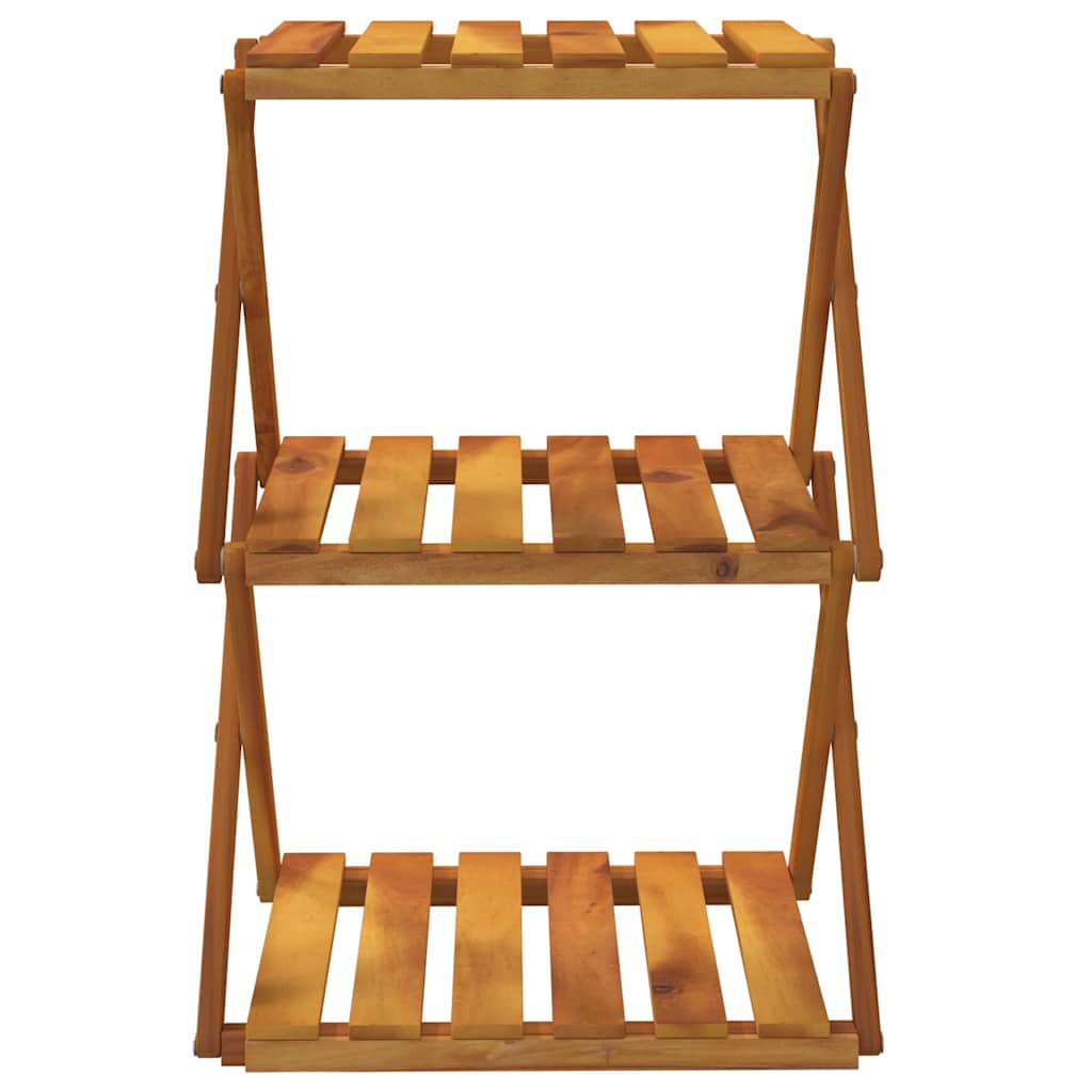 foldbar reol med 3 hylder 43x31x63 cm massivt akacietræ brun