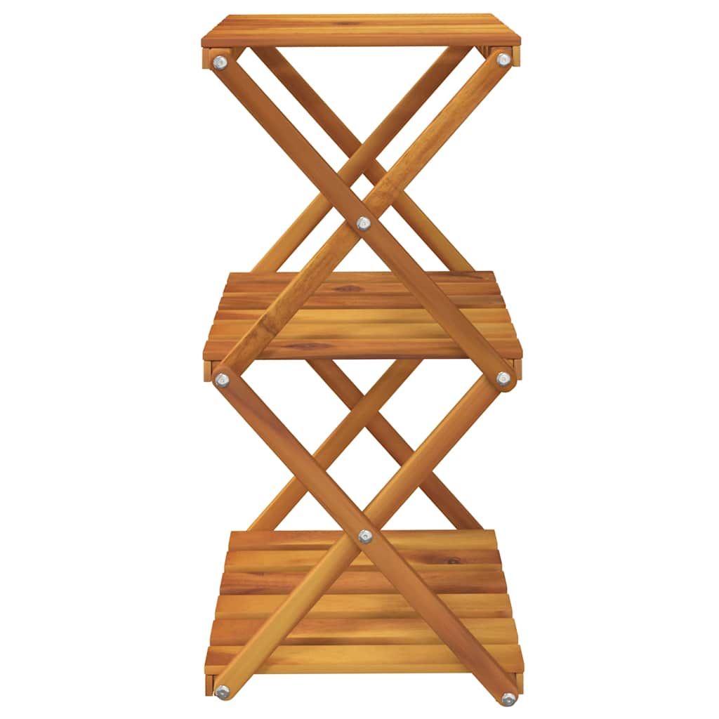 foldbar reol med 3 hylder 43x31x63 cm massivt akacietræ brun