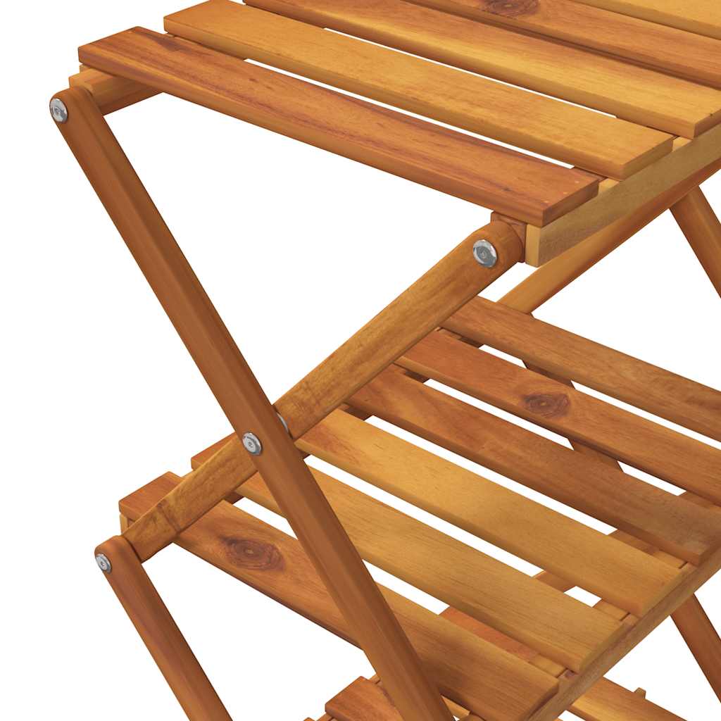 foldbar reol med 3 hylder 43x31x63 cm massivt akacietræ brun