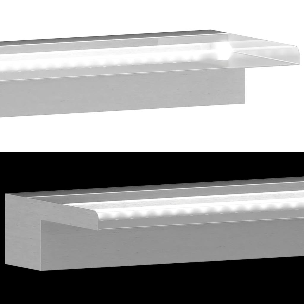 vandfaldsfontæne til pool med LED-lys 110 cm rustfrit stål