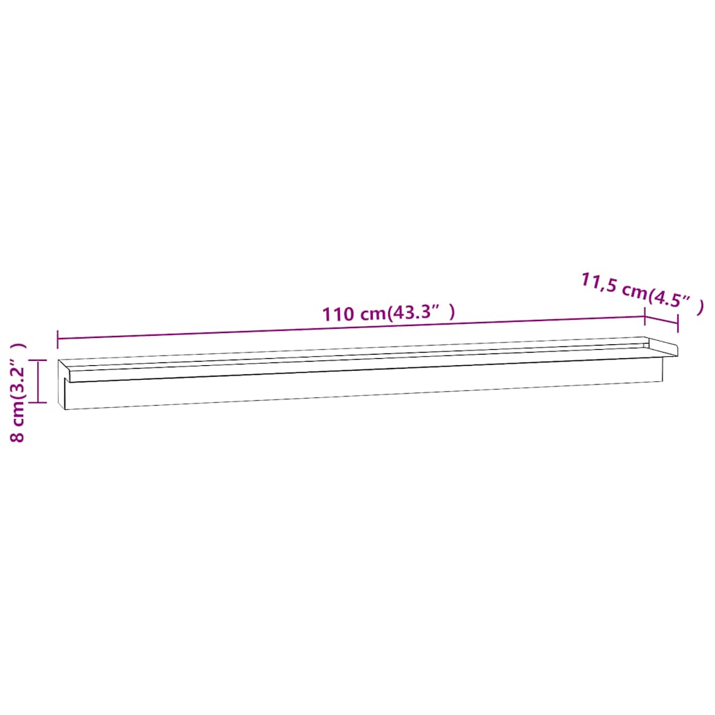 vandfaldsfontæne til pool med LED-lys 110 cm rustfrit stål