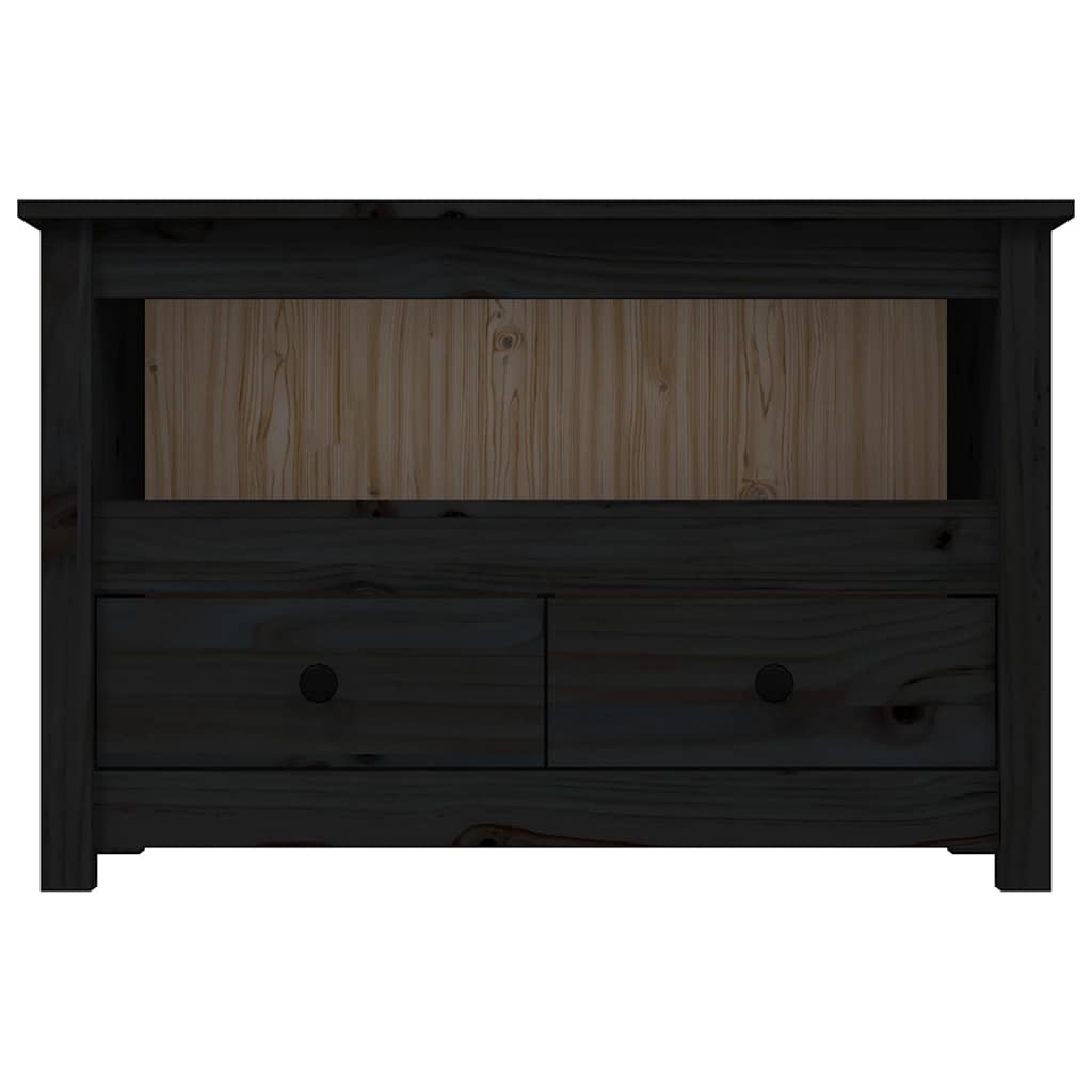 tv-bord 79x35x52 cm massivt fyrretræ sort