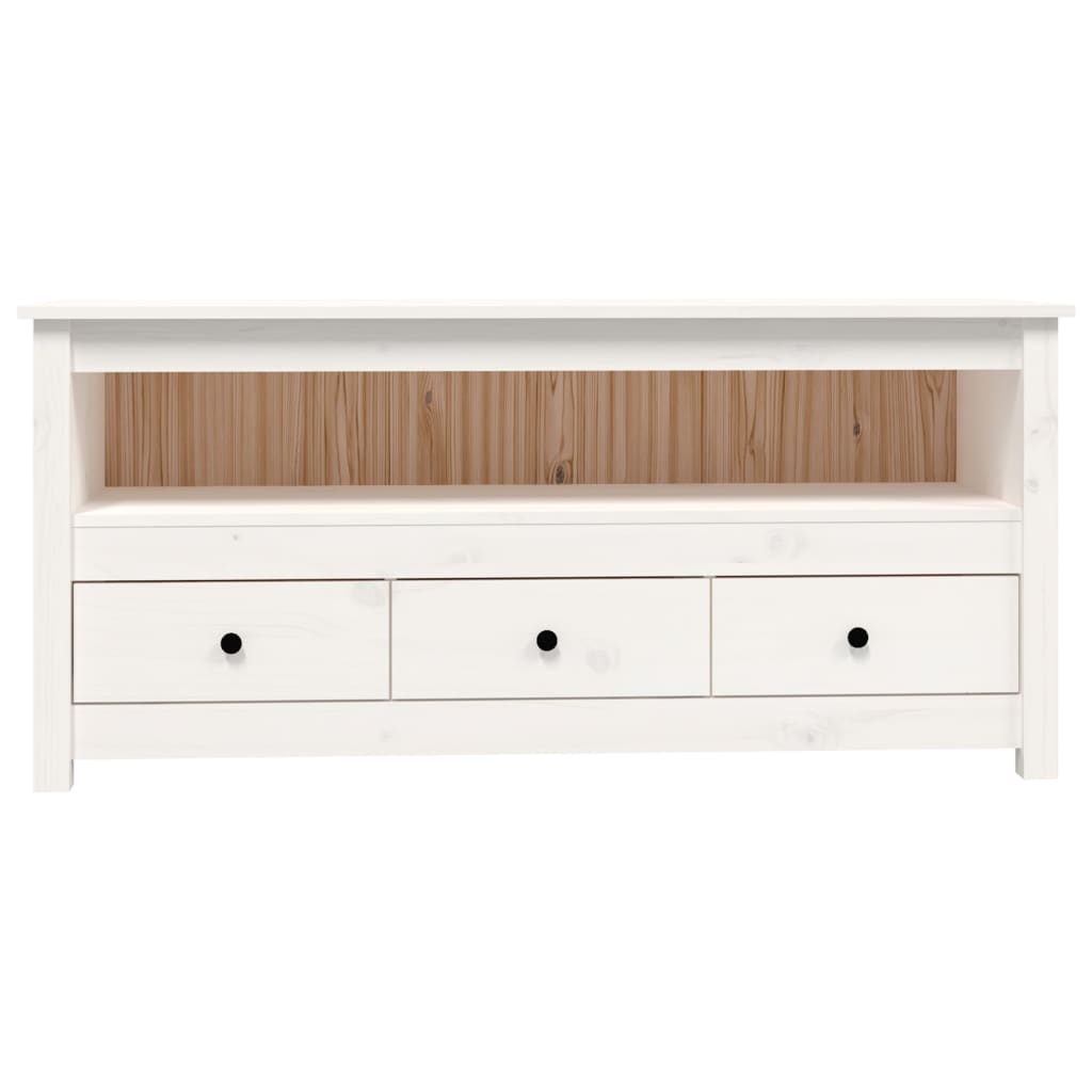 tv-bord 114x35x52 cm massivt fyrretræ hvid