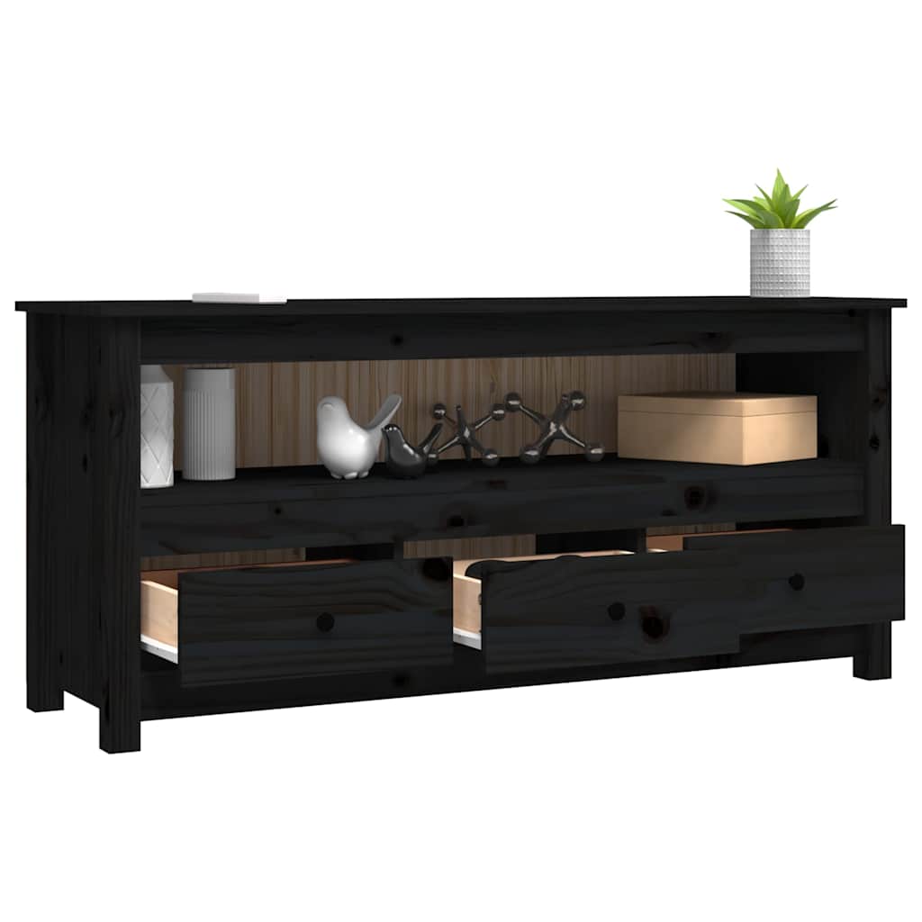 tv-bord 114x35x52 cm massivt fyrretræ sort