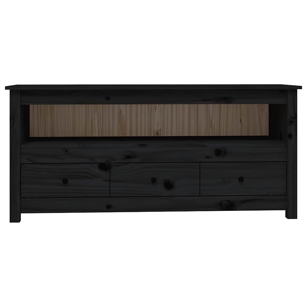 tv-bord 114x35x52 cm massivt fyrretræ sort