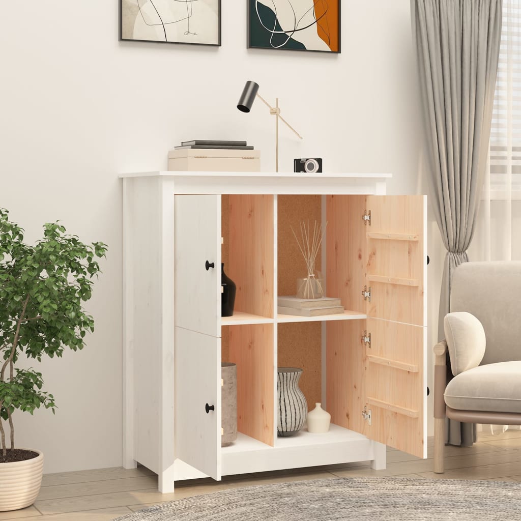 skænk 83x41,5x100 cm massivt fyrretræ hvid
