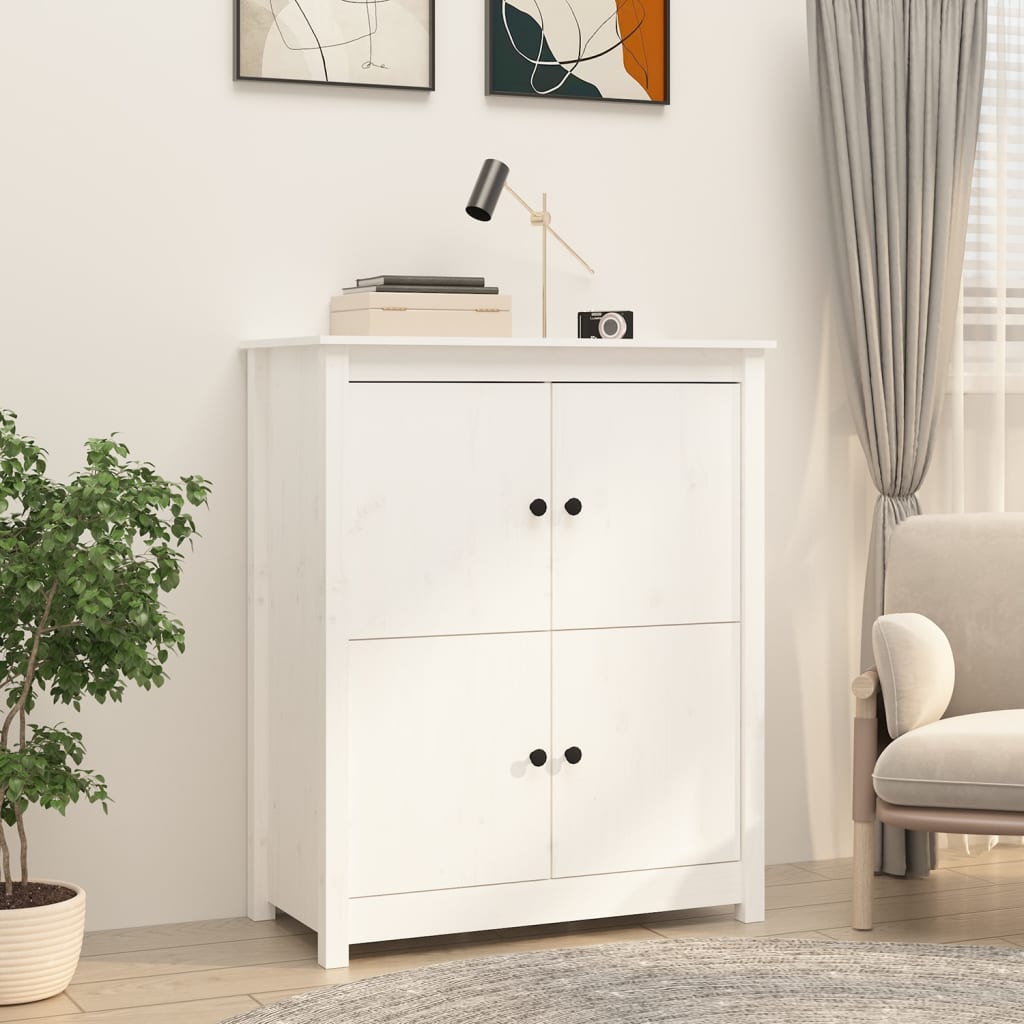 skænk 83x41,5x100 cm massivt fyrretræ hvid