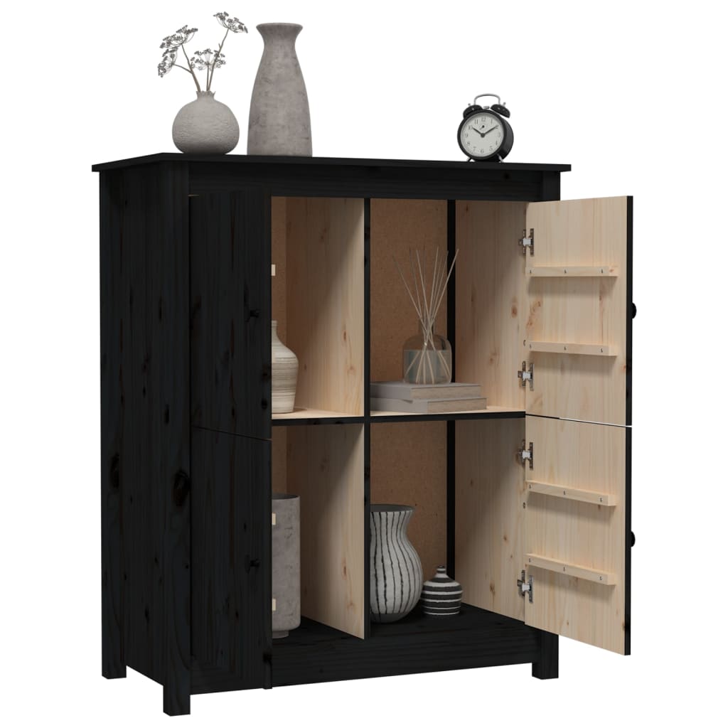 skænk 83x41,5x100 cm massivt fyrretræ sort