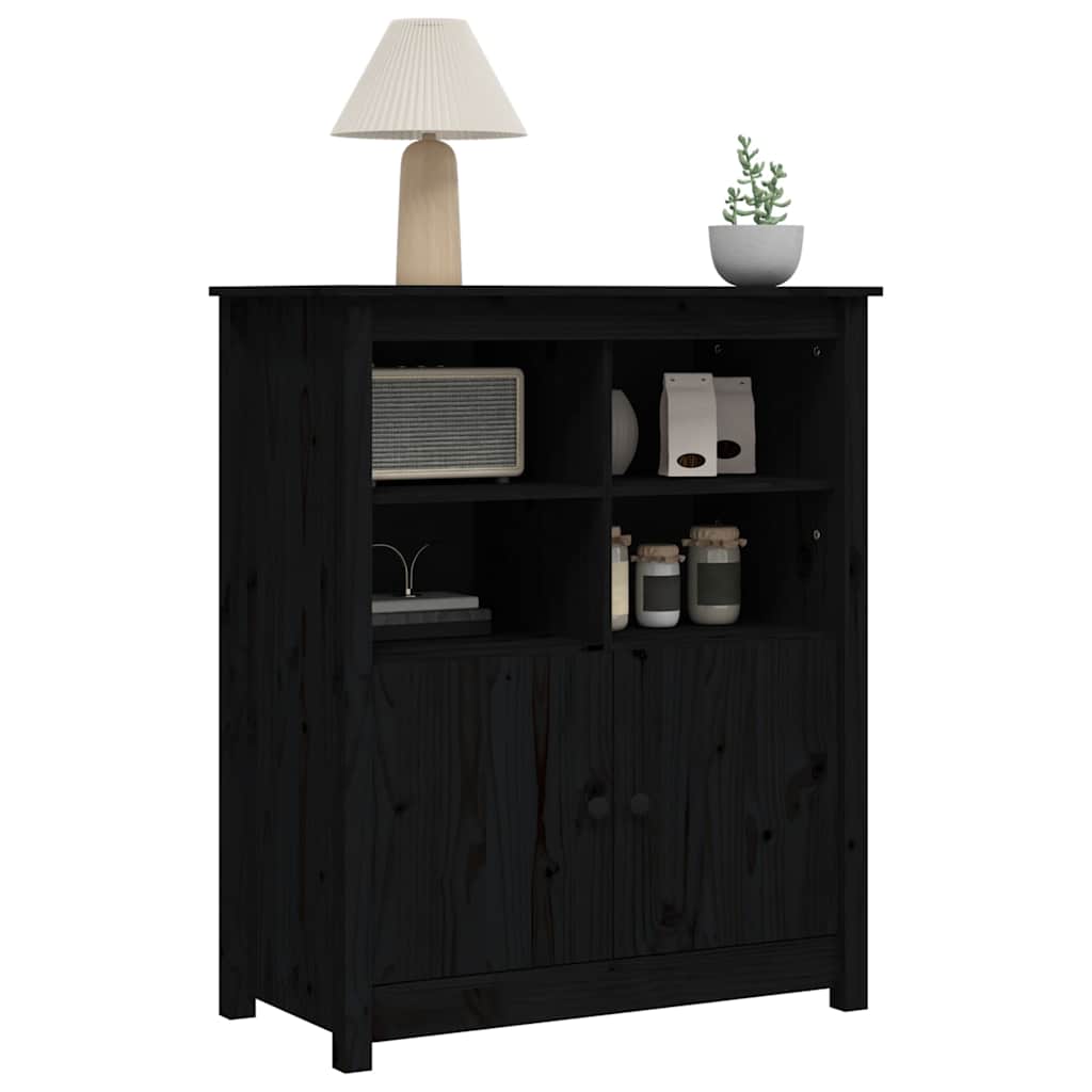 skænk 83x41,5x100 cm massivt fyrretræ sort