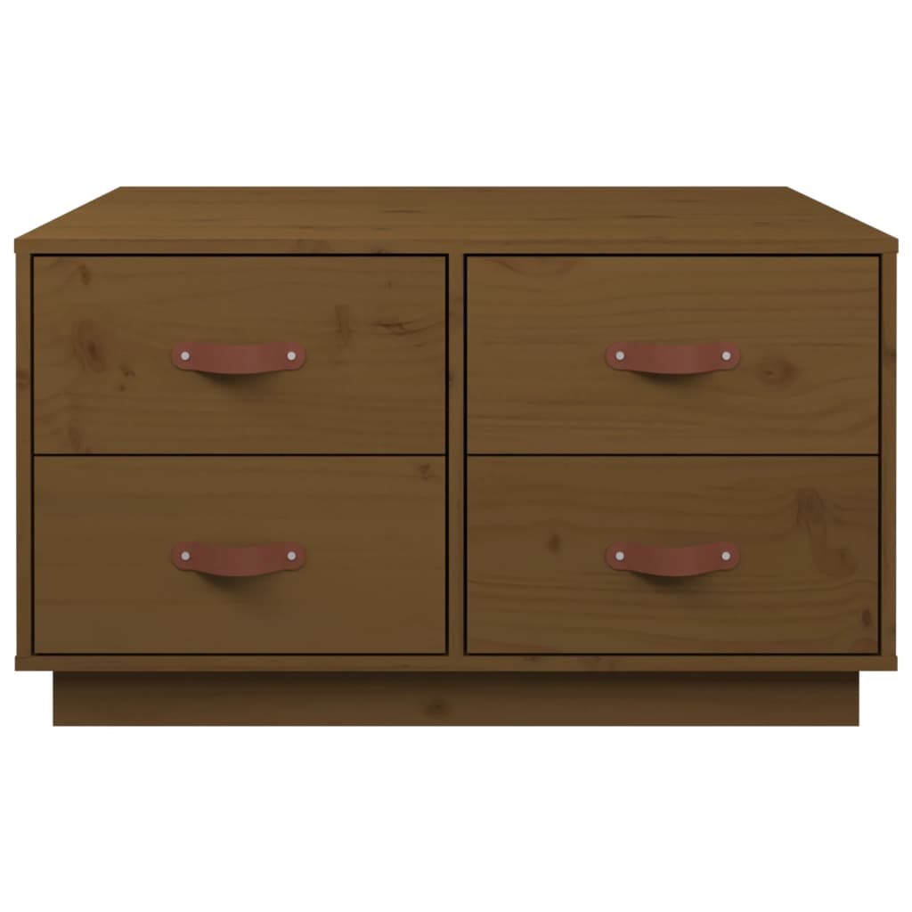 sofabord 80x80x45 cm massivt fyrretræ gyldenbrun