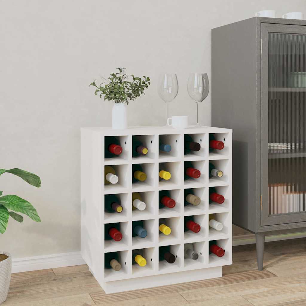 Vinskab 55,5x34x61 cm massivt fyrretræ hvid