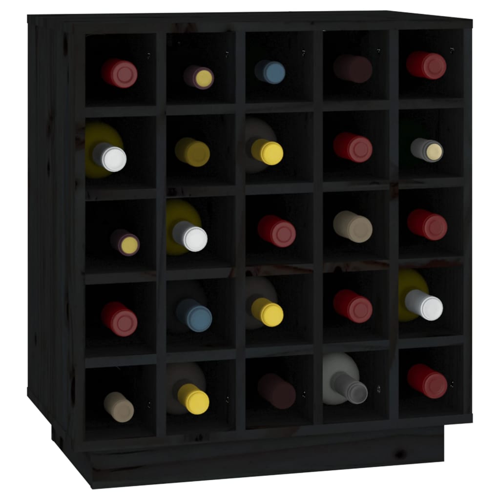 Vinskab 55,5x34x61 cm massivt fyrretræ sort