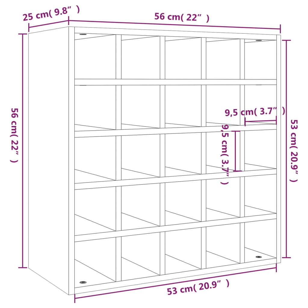 vinskab hvid 56x25x56 cm massivt træ fyrretræ