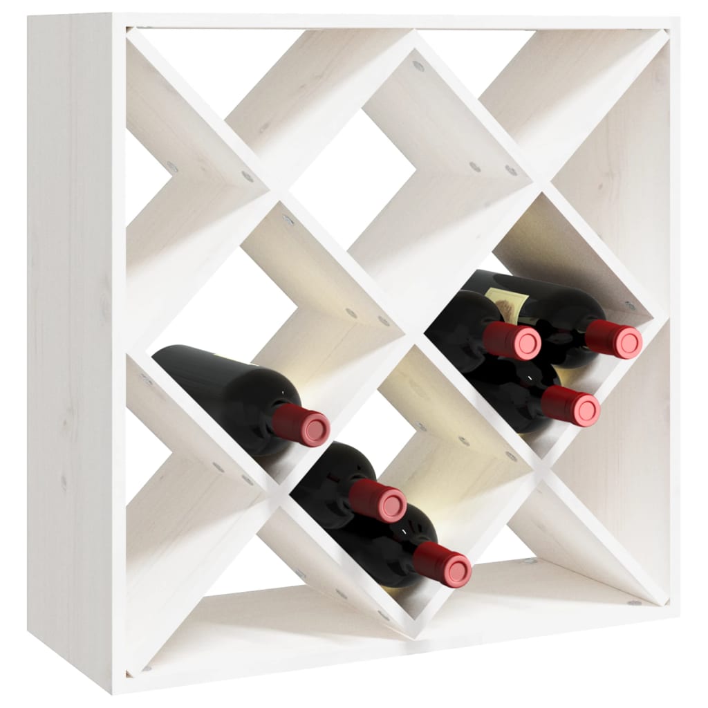 vinreol 62x25x62 cm massivt fyrretræ hvid