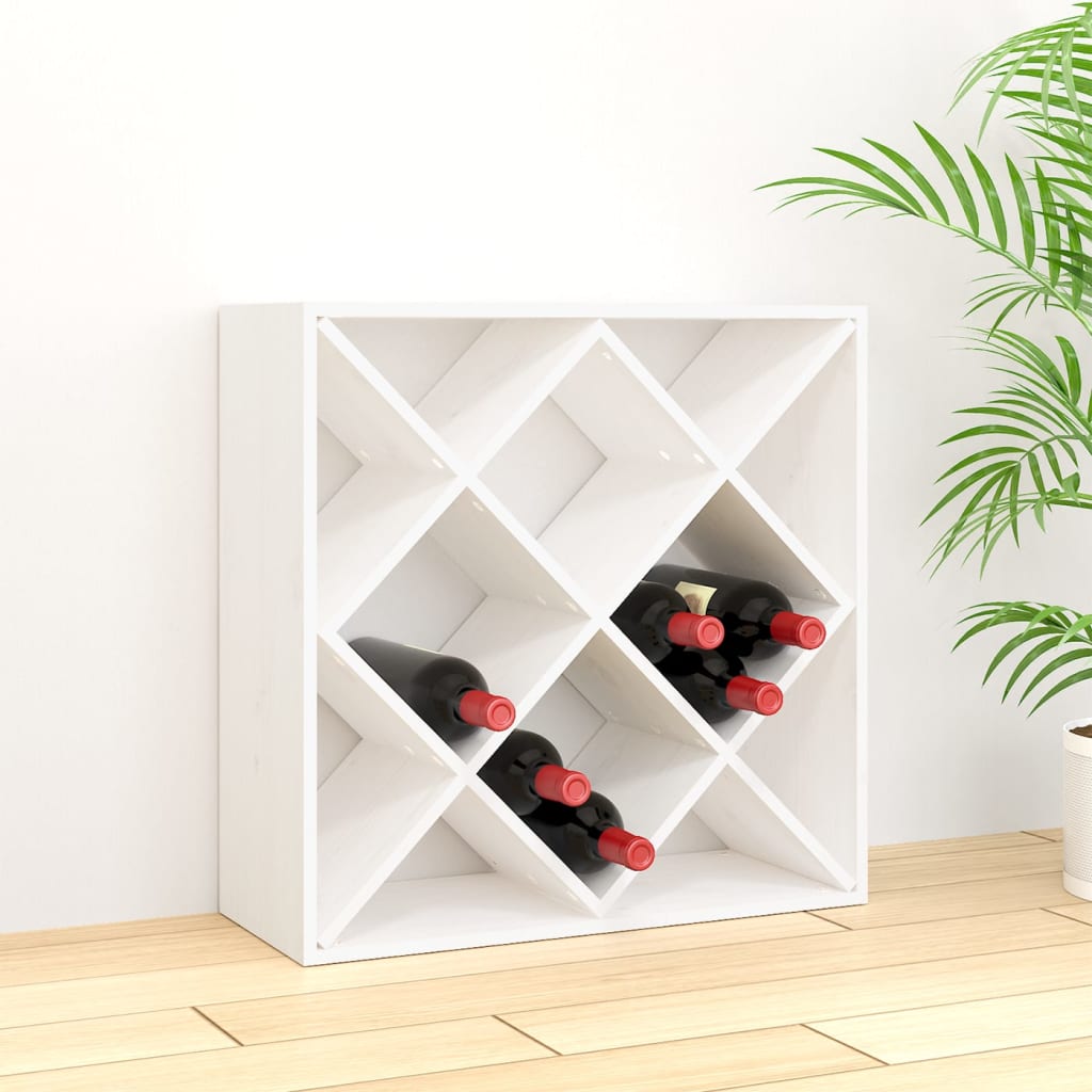 vinreol 62x25x62 cm massivt fyrretræ hvid