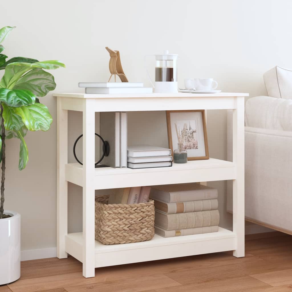 konsolbord 80x40x74 cm massivt fyrretræ hvid