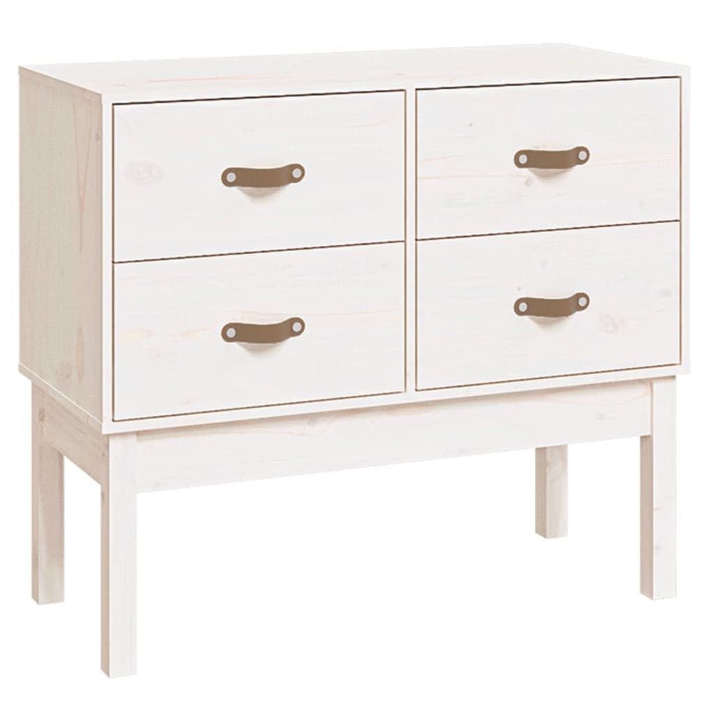 konsolskab 90x40x78 cm massivt fyrretræ hvid