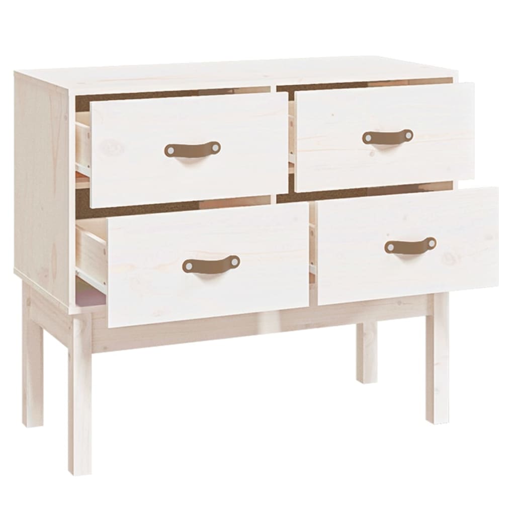 konsolskab 90x40x78 cm massivt fyrretræ hvid