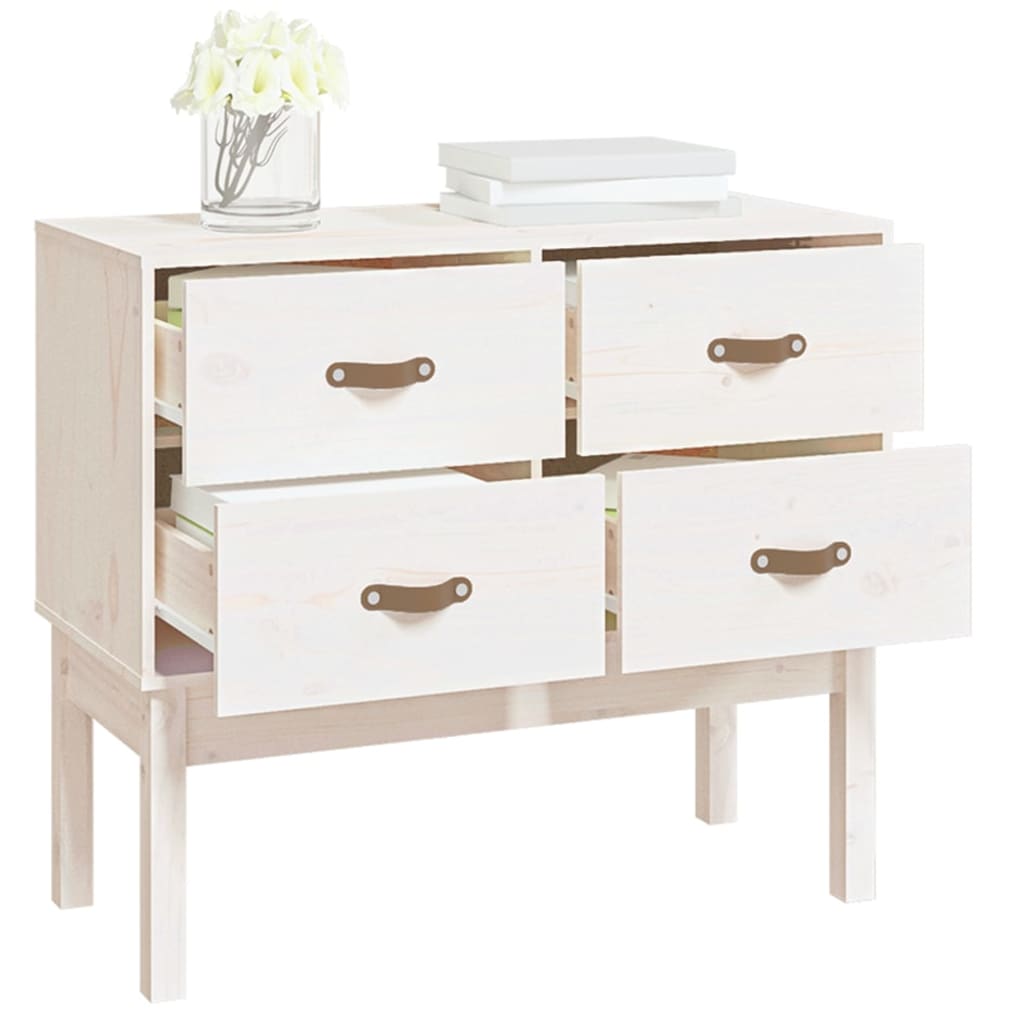 konsolskab 90x40x78 cm massivt fyrretræ hvid