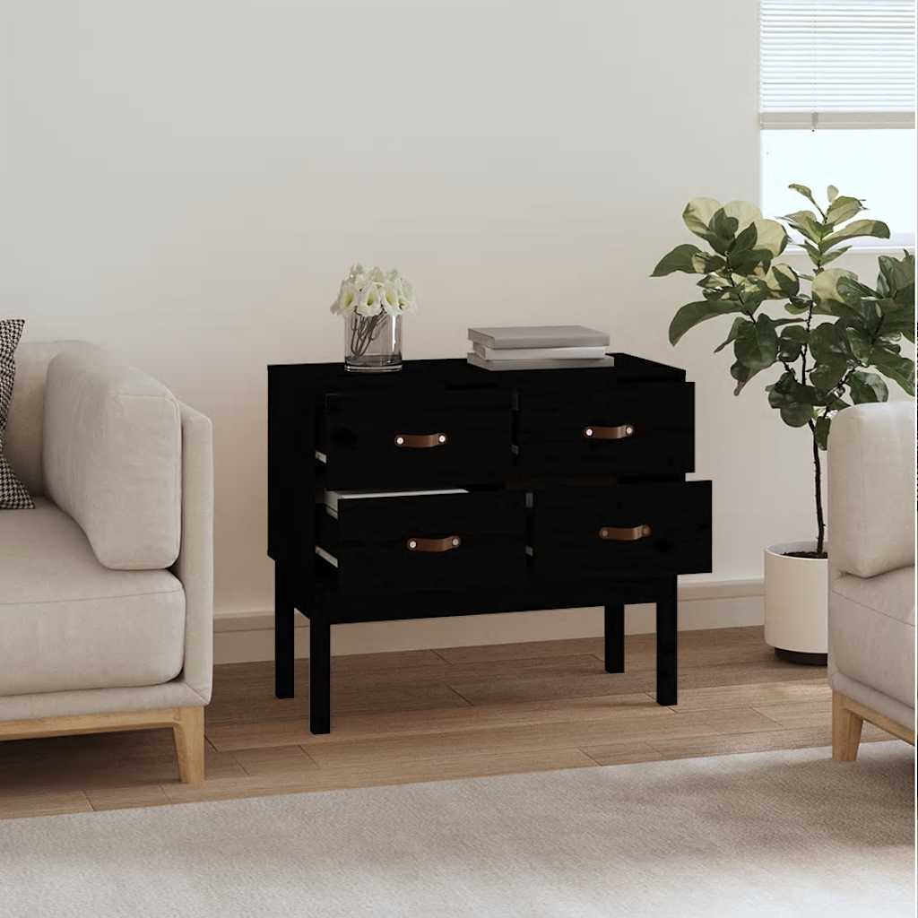konsolskab 90x40x78 cm massivt fyrretræ sort